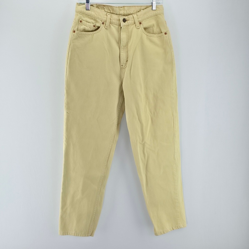 Levis Vintage 90s Tapered Jeans Women 12 M Sand Tan High Waisted Made in USA 550 - Picture 11 of 15